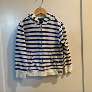 Polo by Ralph Lauren White & Blue Striped Zip Hoodie for Kids